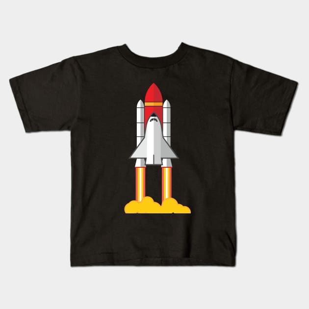 Rocket Space Shuttle Houston Kids T-Shirt by aliopus